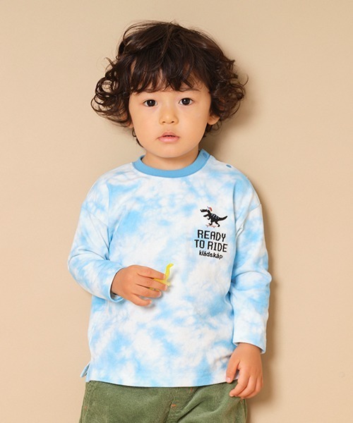 kladskap(クレードスコープ)の「タイダイ恐竜長袖Tシャツ(Tシャツ/カットソー・キッズ・ライトブルー/グレー・90cm/110cm/100cm/120cm/130cm)」の2枚目の写真