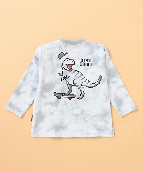 kladskap(クレードスコープ)の「タイダイ恐竜長袖Tシャツ(Tシャツ/カットソー・キッズ・ライトブルー/グレー・90cm/110cm/100cm/120cm/130cm)」の4枚目の写真