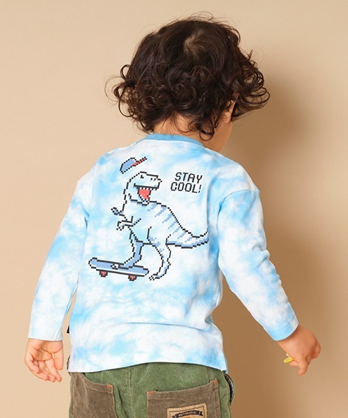kladskap(クレードスコープ)の「タイダイ恐竜長袖Tシャツ(Tシャツ/カットソー・キッズ・ライトブルー/グレー・90cm/110cm/100cm/120cm/130cm)」の12枚目の写真