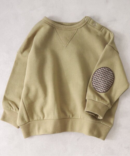 BREEZE by yumi.（ブリーズバイユミ）の「WEB限定 パッチワークトレーナー【BREEZE by yumi.】（スウェット・キッズ・ベージュ/ブラウン/カーキ/ネイビー・100/110/120/130/90/80/140）」の2枚目の写真