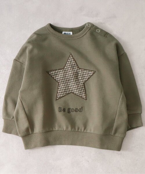 BREEZE by yumi.（ブリーズバイユミ）の「WEB限定 パッチワークトレーナー【BREEZE by yumi.】（スウェット・キッズ・ベージュ/ブラウン/カーキ/ネイビー・100/110/120/130/90/80/140）」の3枚目の写真