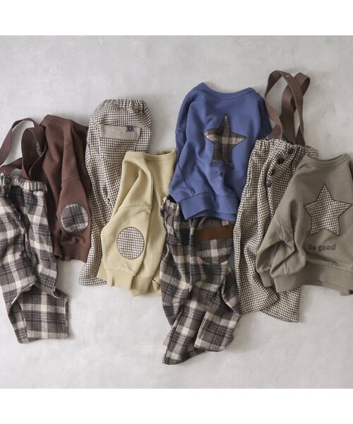 BREEZE by yumi.（ブリーズバイユミ）の「WEB限定 パッチワークトレーナー【BREEZE by yumi.】（スウェット・キッズ・ベージュ/ブラウン/カーキ/ネイビー・100/110/120/130/90/80/140）」の5枚目の写真