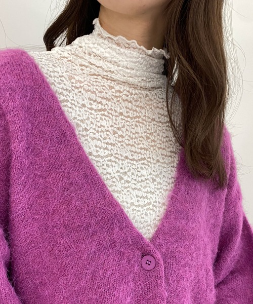 archives（アルシーヴ）の「ハイネックレースＴＯＰＳ（Tシャツ/カットソー・レディース・ブラウン/オフホワイト/ベージュ・MEDIUM）」の2枚目の写真