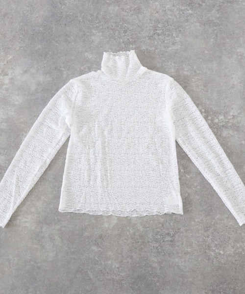 archives（アルシーヴ）の「ハイネックレースＴＯＰＳ（Tシャツ/カットソー・レディース・ブラウン/オフホワイト/ベージュ・MEDIUM）」の8枚目の写真