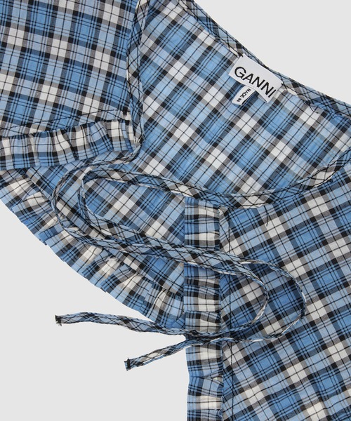 GANNI(ガニー)の「Seersucker Check Frill Collar(付け襟・レディース・ブルー系その他・ONE SIZE)」の3枚目の写真
