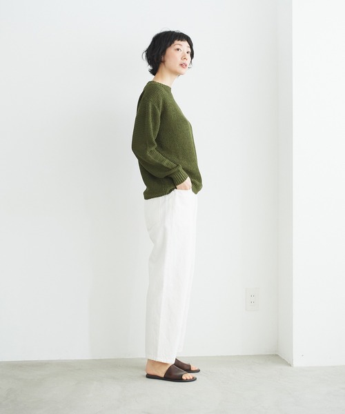 note et silence (ノートエシロンス)の「【 AMB100貨 】 リネンテープバスクセーター(ニット/セーター・レディース・カーキ/ブルー・SMALL)」の12枚目の写真