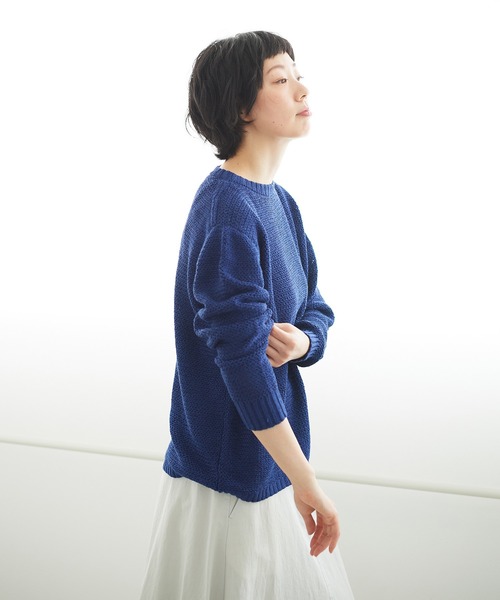 note et silence (ノートエシロンス)の「【 AMB100貨 】 リネンテープバスクセーター(ニット/セーター・レディース・カーキ/ブルー・SMALL)」の15枚目の写真