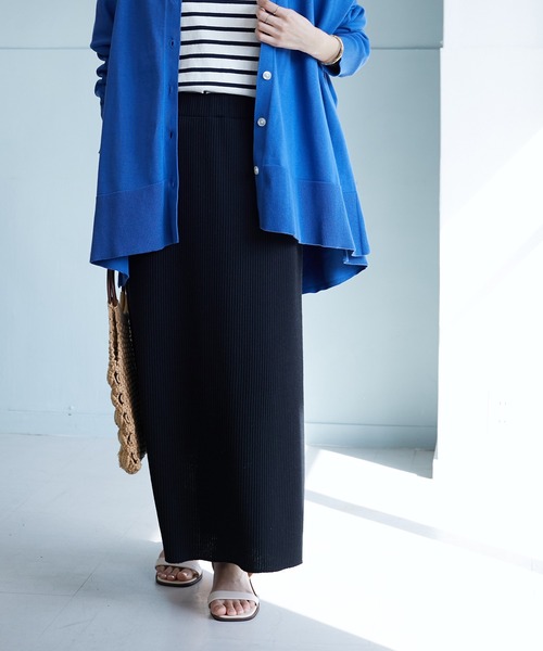 CRAFT STANDARD BOUTIQUE（クラフトスタンダードブティック）の「【追加】リブロングスカート　＊◆（スカート・レディース・ブラック/カーキ・FREE）」の2枚目の写真