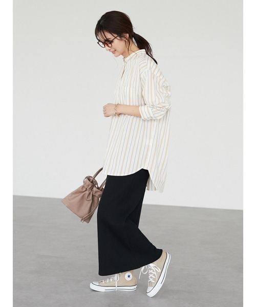 CRAFT STANDARD BOUTIQUE（クラフトスタンダードブティック）の「【追加】リブロングスカート　＊◆（スカート・レディース・ブラック/カーキ・FREE）」の4枚目の写真