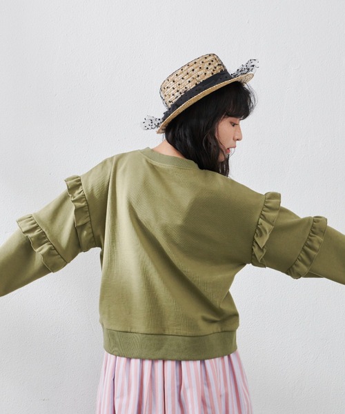 MERLOT（メルロー）の「袖フリルスウェット（スウェット・レディース・ホワイト/ブラック/カーキ・FREE）」の11枚目の写真