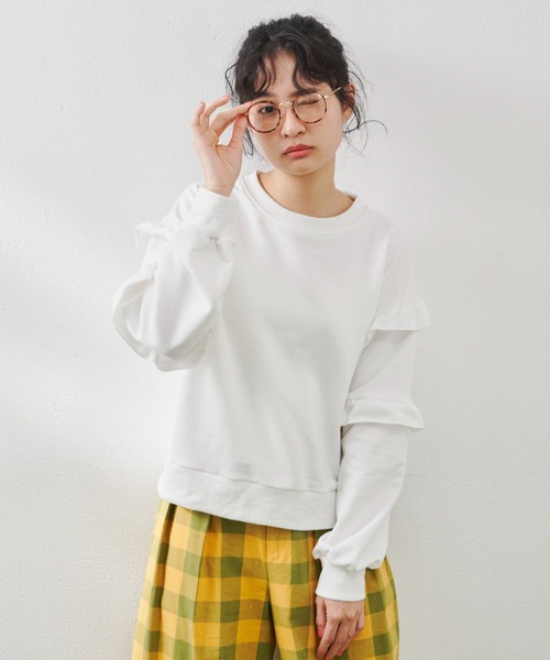 MERLOT（メルロー）の「袖フリルスウェット（スウェット・レディース・ホワイト/ブラック/カーキ・FREE）」の19枚目の写真