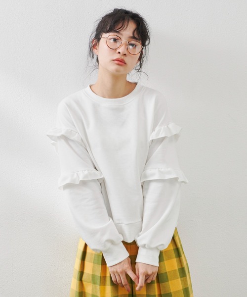 MERLOT（メルロー）の「袖フリルスウェット（スウェット・レディース・ホワイト/ブラック/カーキ・FREE）」の18枚目の写真