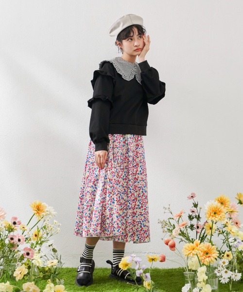 MERLOT（メルロー）の「袖フリルスウェット（スウェット・レディース・ホワイト/ブラック/カーキ・FREE）」の4枚目の写真