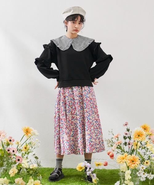 MERLOT（メルロー）の「袖フリルスウェット（スウェット・レディース・ホワイト/ブラック/カーキ・FREE）」の5枚目の写真