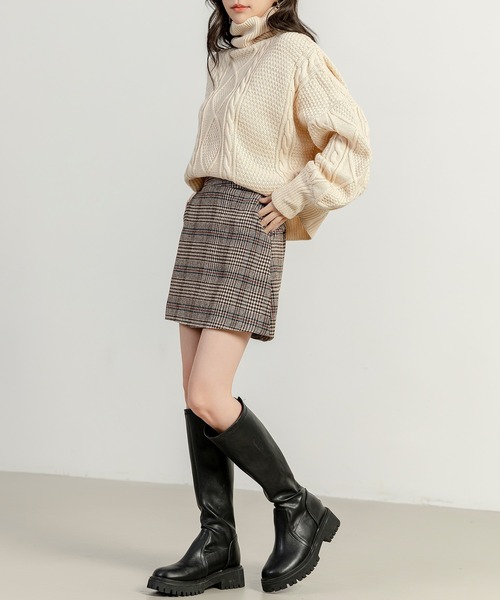 DAY CLOSET(デイ クローゼット)の「【大きいサイズ有/裏地付き】大人レトロチェック柄台形ミニタイトスカート(スカート・レディース・ブラウン/ベージュ/ダークブラウン・S/M/L/XL)」の12枚目の写真