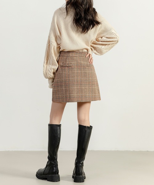 DAY CLOSET(デイ クローゼット)の「【大きいサイズ有/裏地付き】大人レトロチェック柄台形ミニタイトスカート(スカート・レディース・ブラウン/ベージュ/ダークブラウン・S/M/L/XL)」の6枚目の写真