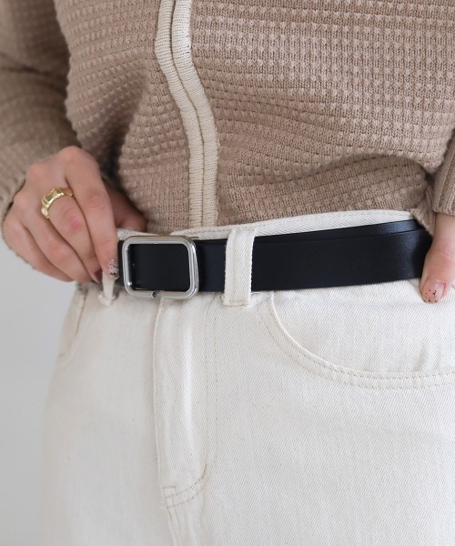 Bab（バブ）の「スクエアバックルカラーベルト（ベルト・レディース・サックスブルー/ブラック/ベージュ/イエロー・ONESIZE）」の16枚目の写真