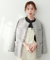 natural couture | クラシックでお上品な雰囲気に仕上がるツイードジャケット(ノーカラージャケット)