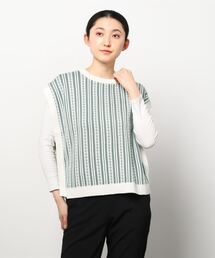 Per sist ence | Per sist ence/パーシエンス　コットンアクリルジャガード クルーネックニットベスト(ベスト)