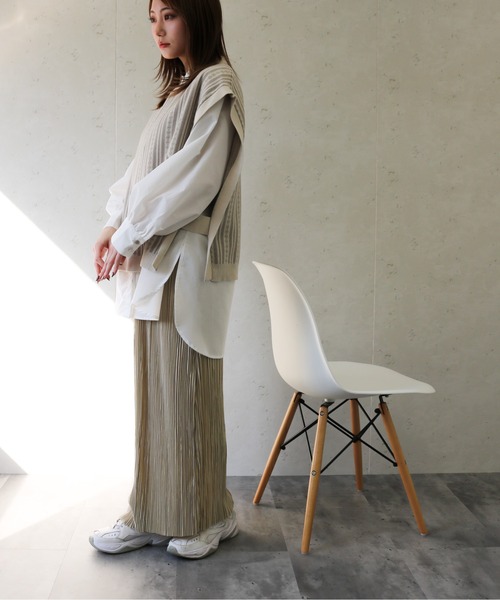 Per sist ence（パーシエンス）の「Per sist ence/パーシエンス　コットンアクリルジャガード クルーネックニットベスト（ベスト・レディース・グリーン/アイボリー/ブラック・FREE）」の19枚目の写真