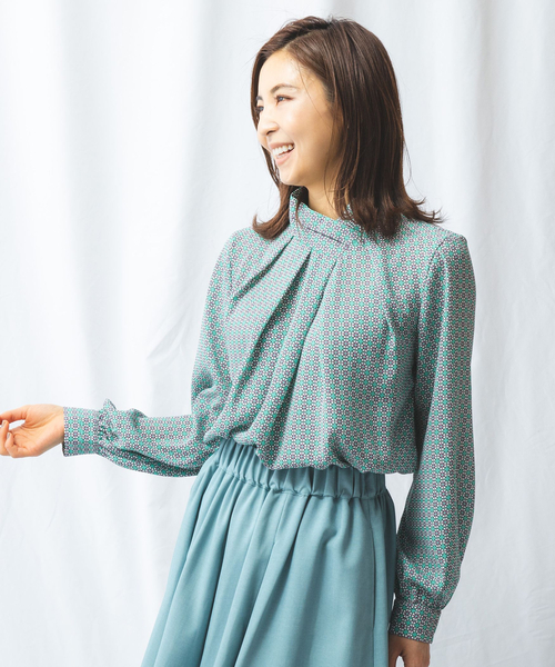 NARACAMICIE(ナラカミーチェ)の「ジョーゼット幾何アシンメトリーネックブラウス(シャツ/ブラウス・レディース・パープル/グリーン・LARGE/X-LARGE/XXX-LARGE/SMALL/XX-LARGE/MEDIUM)」の13枚目の写真