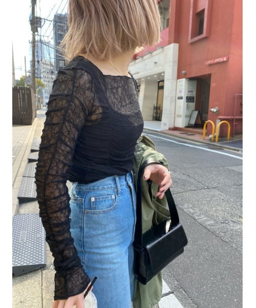 THROW by SLY（スローバイスライ）の「THROW HW SEMI FLARE PT-A ハイウエスト セミ フレア デニムパンツ（デニムパンツ・レディース・ブルー・23inch/24inch/25inch/26inch）」の9枚目の写真