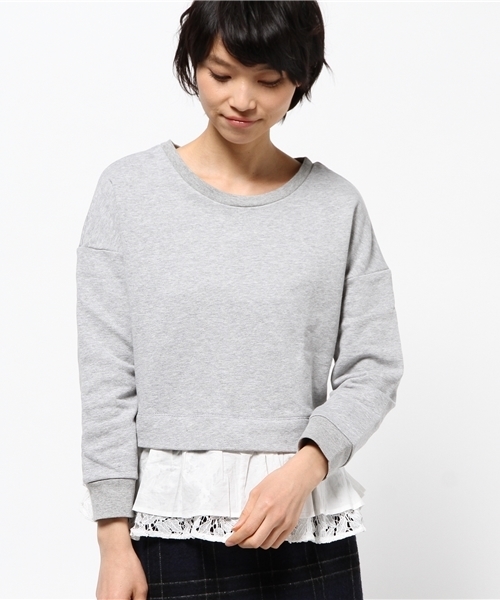 OUTLET（アウトレット）の「【Ciaopanic】ヘムレースフリルプルオーバー（Tシャツ/カットソー・レディース・ブラック/グレー/ネイビー・FREE）」の2枚目の写真