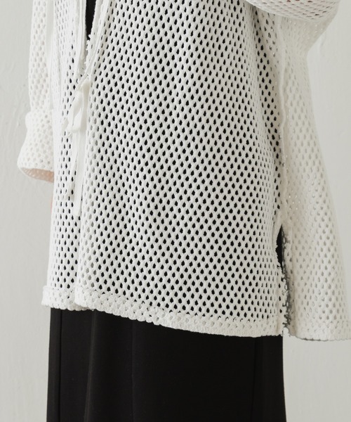 Kastane（カスタネ）の「メッシュ襟付きオーバーカーディガン（カーディガン/ボレロ・レディース・ブラック/オフホワイト・FREE）」の12枚目の写真