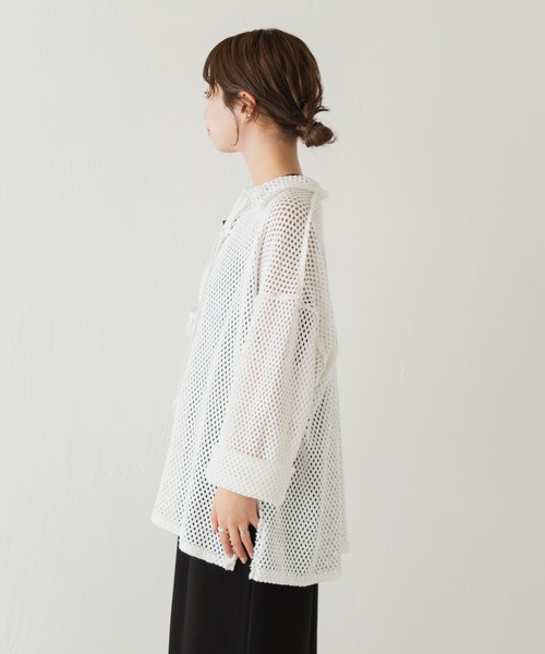 Kastane（カスタネ）の「メッシュ襟付きオーバーカーディガン（カーディガン/ボレロ・レディース・ブラック/オフホワイト・FREE）」の13枚目の写真
