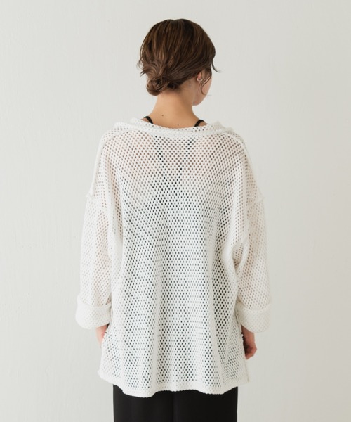 Kastane（カスタネ）の「メッシュ襟付きオーバーカーディガン（カーディガン/ボレロ・レディース・ブラック/オフホワイト・FREE）」の14枚目の写真