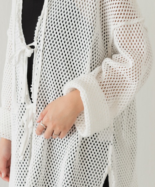Kastane（カスタネ）の「メッシュ襟付きオーバーカーディガン（カーディガン/ボレロ・レディース・ブラック/オフホワイト・FREE）」の11枚目の写真