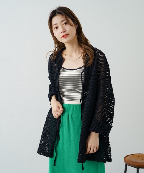 Kastane（カスタネ）の「メッシュ襟付きオーバーカーディガン（カーディガン/ボレロ・レディース・ブラック/オフホワイト・FREE）」の17枚目の写真