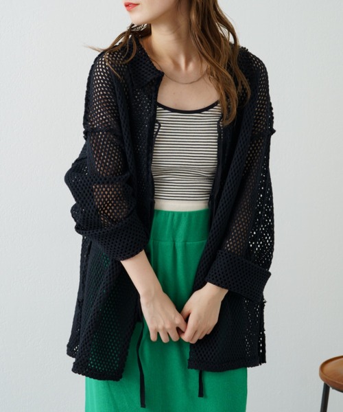 Kastane（カスタネ）の「メッシュ襟付きオーバーカーディガン（カーディガン/ボレロ・レディース・ブラック/オフホワイト・FREE）」の19枚目の写真