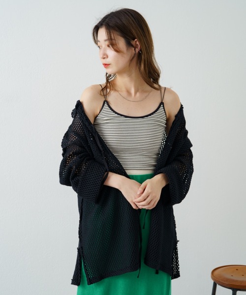 Kastane（カスタネ）の「メッシュ襟付きオーバーカーディガン（カーディガン/ボレロ・レディース・ブラック/オフホワイト・FREE）」の18枚目の写真