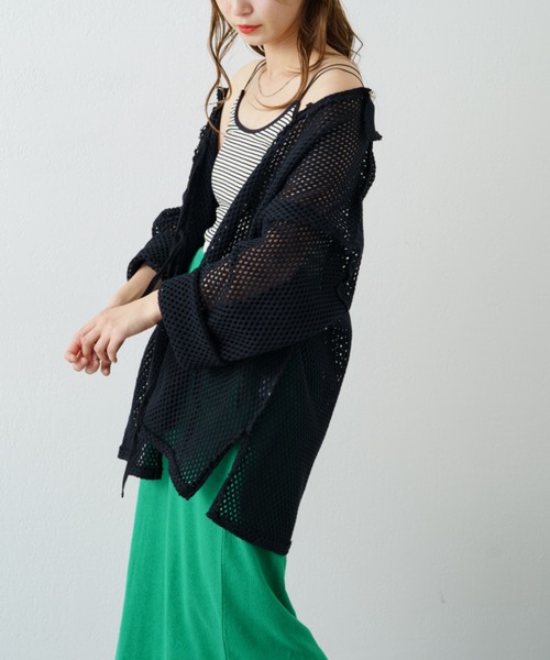 Kastane（カスタネ）の「メッシュ襟付きオーバーカーディガン（カーディガン/ボレロ・レディース・ブラック/オフホワイト・FREE）」の20枚目の写真
