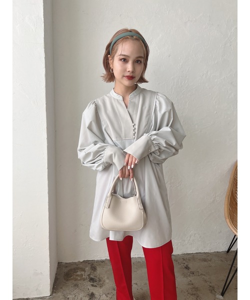 JUMELLE（ジュメロ）の「スキッパーブラウス（シャツ/ブラウス・レディース・ベージュ/ミント・FREE）」の7枚目の写真