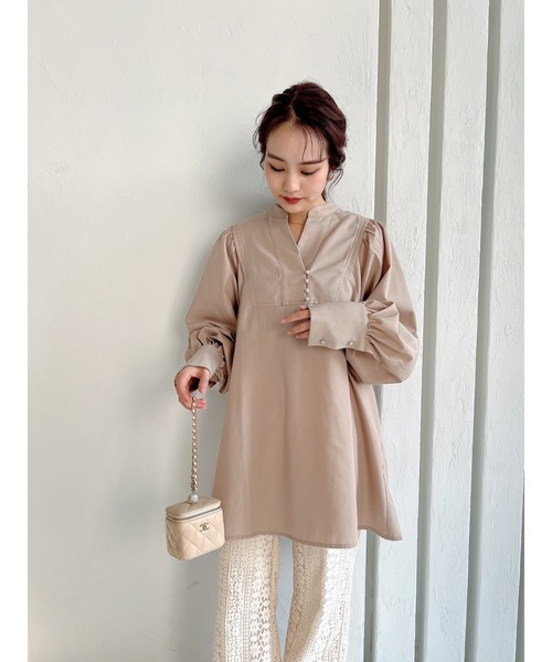 JUMELLE（ジュメロ）の「スキッパーブラウス（シャツ/ブラウス・レディース・ベージュ/ミント・FREE）」の12枚目の写真