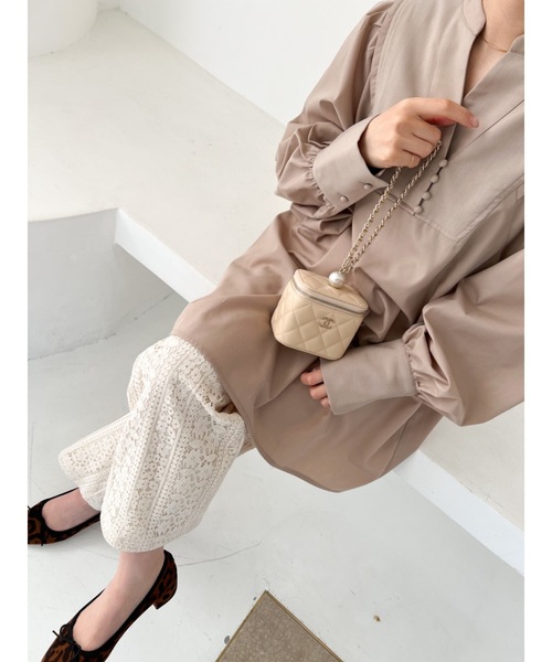 JUMELLE（ジュメロ）の「スキッパーブラウス（シャツ/ブラウス・レディース・ベージュ/ミント・FREE）」の8枚目の写真