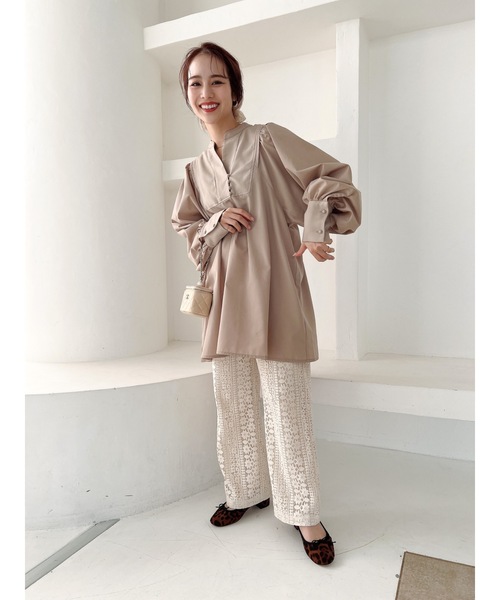 JUMELLE（ジュメロ）の「スキッパーブラウス（シャツ/ブラウス・レディース・ベージュ/ミント・FREE）」の13枚目の写真