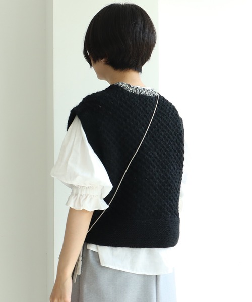 yuni（ユニ　）の「ネパールハンドニット　short vest（ベスト・レディース・ブラック/アイボリー・FREE）」の10枚目の写真