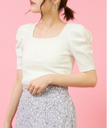 SpRay（スプレイ）の「テレコ前釦パワーショルダーカットソー（Tシャツ/カットソー・レディース）」