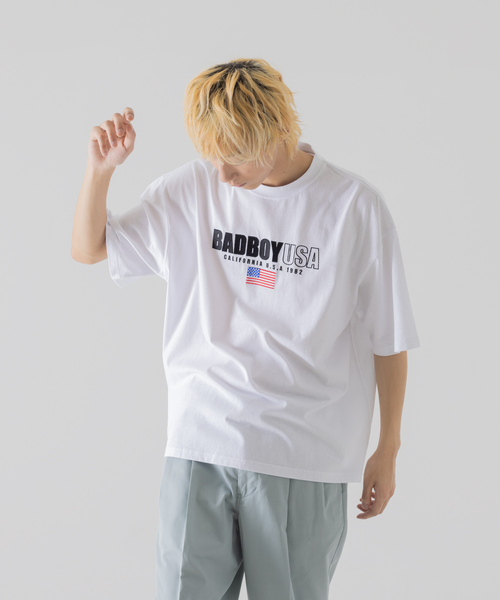 BAD BOY（バッドボーイ）の「【BADBOY / バッドボーイ】USA ロゴ パロディ Tシャツ（Tシャツ/カットソー・メンズ・ホワイト/ダークグリーン/ブラック・M/L）」の5枚目の写真
