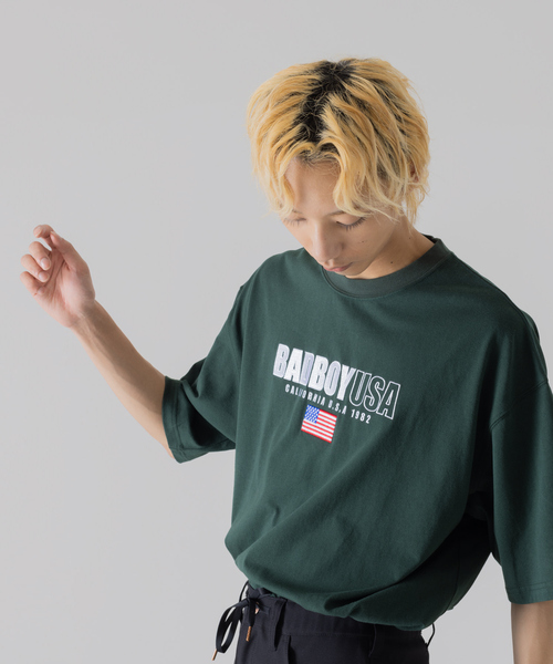 BAD BOY（バッドボーイ）の「【BADBOY / バッドボーイ】USA ロゴ パロディ Tシャツ（Tシャツ/カットソー・メンズ・ホワイト/ダークグリーン/ブラック・M/L）」の7枚目の写真