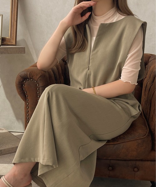 apres jour clair(アプレジュールクレア)の「【apres jour clair】 3WAYデザインジャンスカ【ZOZOTOWN限定アイテム】(ワンピース・レディース・ブラック/アイボリー/ブラウン系その他/グレイッシュベージュ・X-LARGE/フリー)」の1枚目の写真