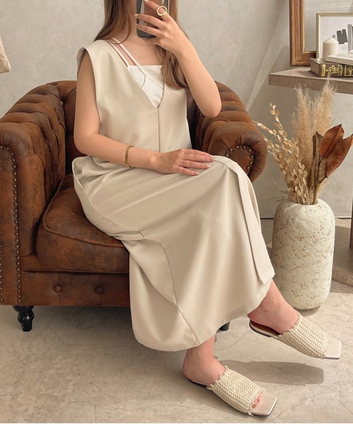 apres jour clair(アプレジュールクレア)の「【apres jour clair】 3WAYデザインジャンスカ【ZOZOTOWN限定アイテム】(ワンピース・レディース・ブラック/アイボリー/ブラウン系その他/グレイッシュベージュ・X-LARGE/フリー)」の5枚目の写真