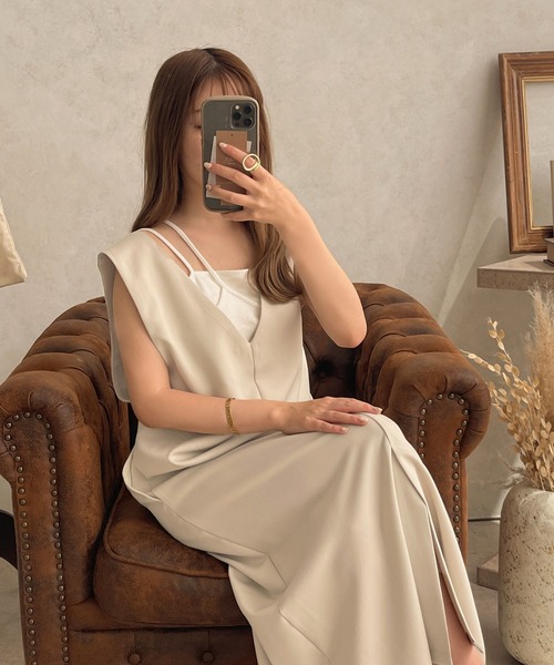 apres jour clair(アプレジュールクレア)の「【apres jour clair】 3WAYデザインジャンスカ【ZOZOTOWN限定アイテム】(ワンピース・レディース・ブラック/アイボリー/ブラウン系その他/グレイッシュベージュ・X-LARGE/フリー)」の9枚目の写真