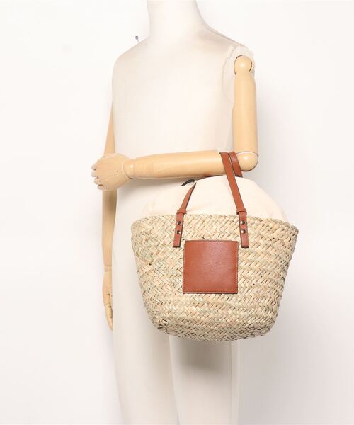 VIS(ビス)の「【ORGABITS(R)】フロントポケット水草バッグ【sustainable】(かごバッグ・レディース・ホワイト/キャメル・FREE)」の20枚目の写真