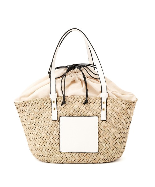 VIS(ビス)の「【ORGABITS(R)】フロントポケット水草バッグ【sustainable】(かごバッグ・レディース・ホワイト/キャメル・FREE)」の7枚目の写真