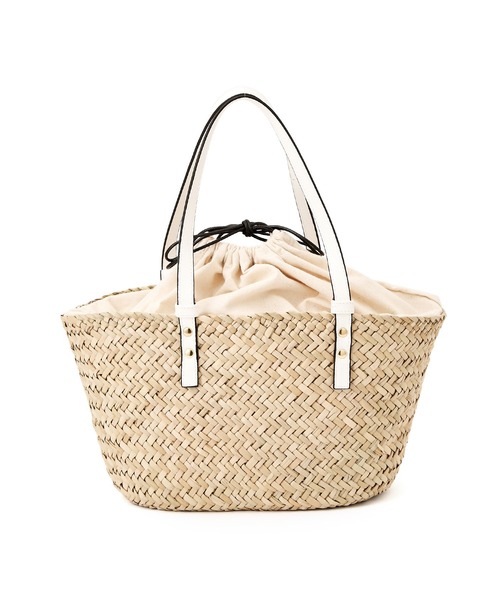 VIS(ビス)の「【ORGABITS(R)】フロントポケット水草バッグ【sustainable】(かごバッグ・レディース・ホワイト/キャメル・FREE)」の9枚目の写真