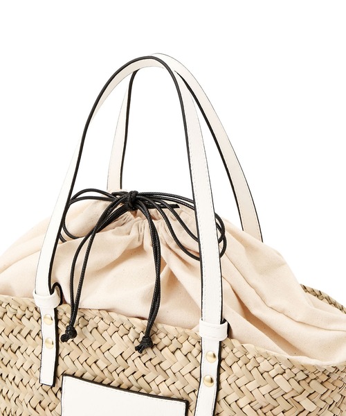 VIS(ビス)の「【ORGABITS(R)】フロントポケット水草バッグ【sustainable】(かごバッグ・レディース・ホワイト/キャメル・FREE)」の16枚目の写真